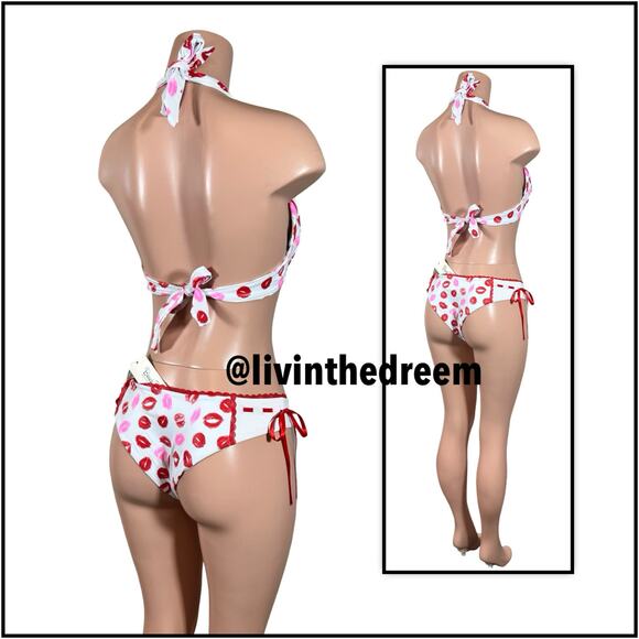 Beach Bunny Lips of an Angel Push Up Top and Skimpy Bottoms SZ M $226 - Picture 9 of 14